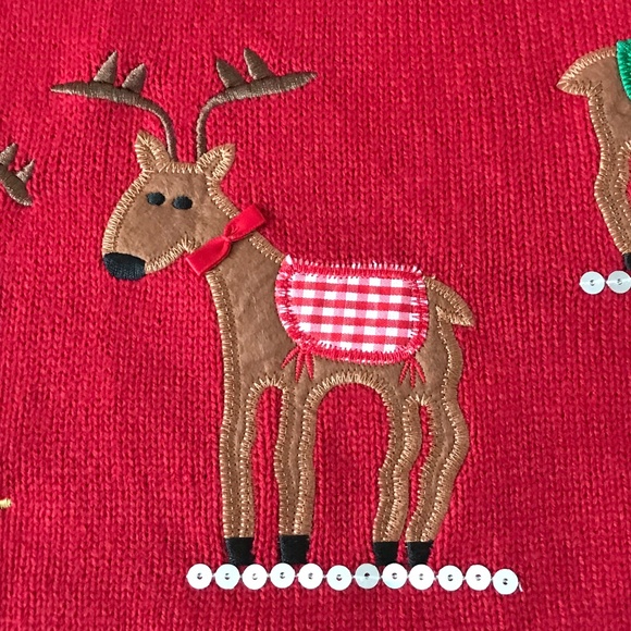 WHITE STAG Christmas Sweater Plus Size 2X 18W 20W Snowflake Reindeer Holiday Red - Picture 4 of 16